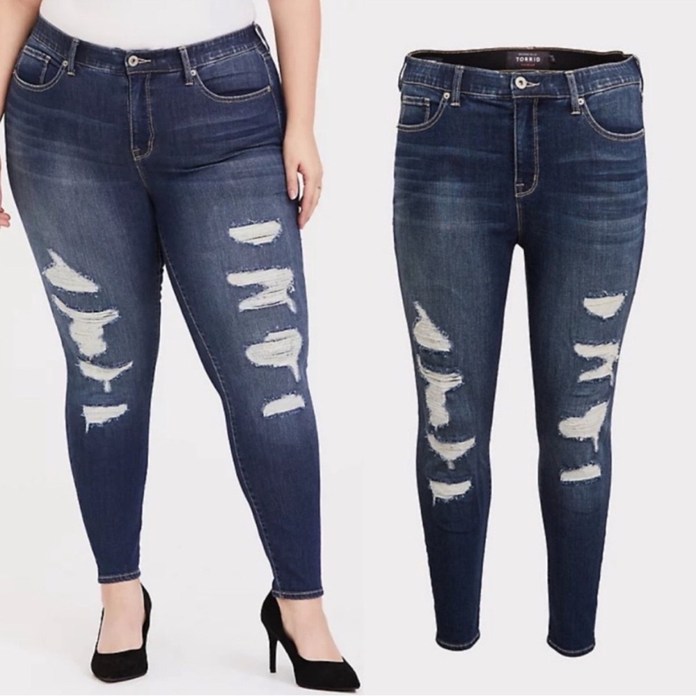 Torrid sky high skinny jeans - blue distressed - 22XS